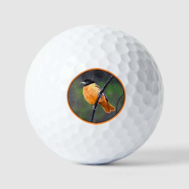 Oriole Painting - Original Bird Art Golf Balls (Front)
