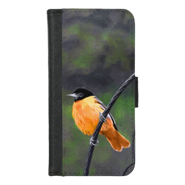 Oriole Painting - Original Bird Art iPhone Wallet Case (Front)