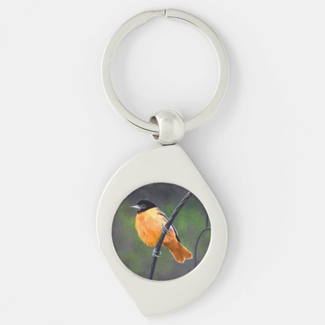 Oriole Painting - Original Bird Art Keychain (Front)