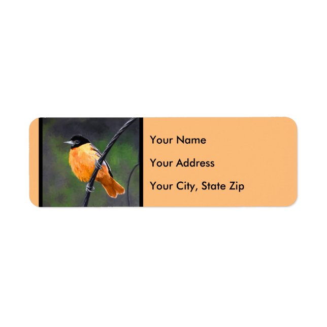 Oriole Painting - Original Bird Art Label (Front)