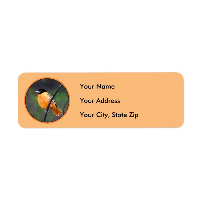 Oriole Painting - Original Bird Art Label (Front)