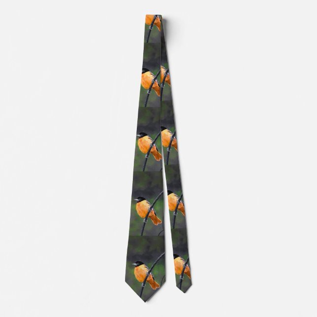 Oriole Painting - Original Bird Art Neck Tie (Front)