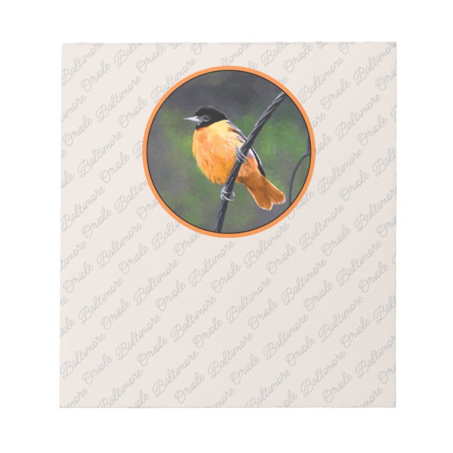 Oriole Painting - Original Bird Art Notepad (Front)