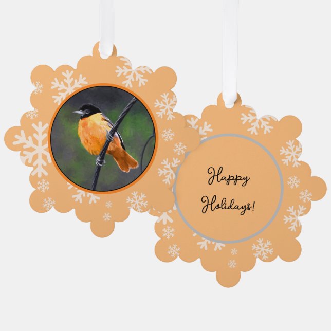 Oriole Painting - Original Bird Art Ornament Card (Front/Back)