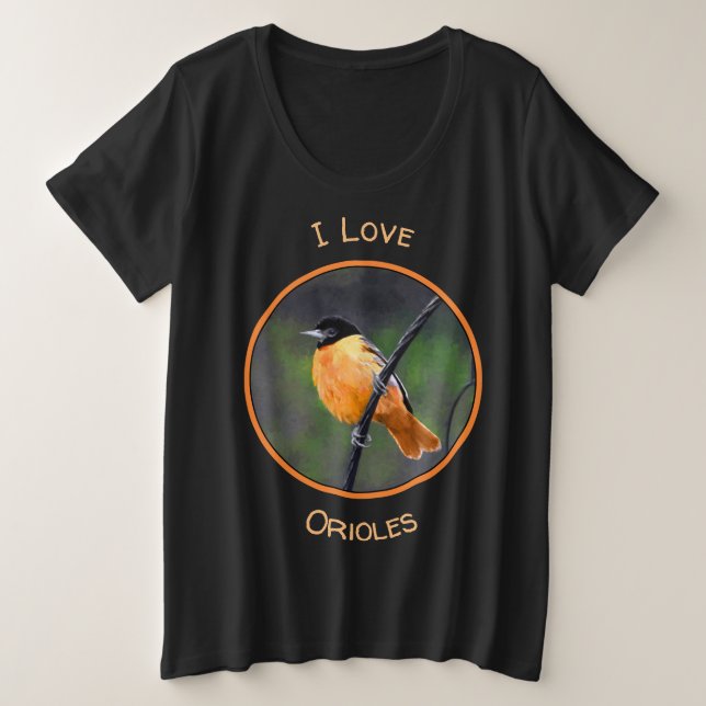 Oriole Painting - Original Bird Art Plus Size T-Shirt (Design Front)