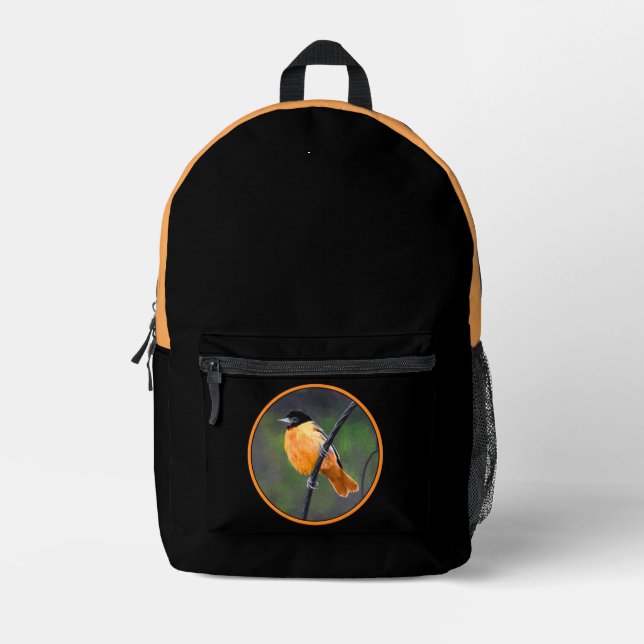 Oriole Painting - Original Bird Art Printed Backpack (Front)