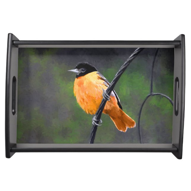 Oriole Painting - Original Bird Art Serving Tray (Front)
