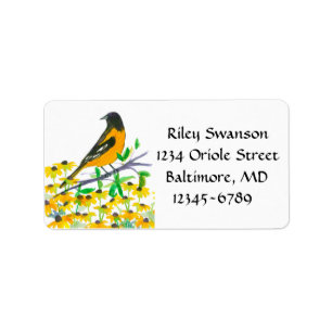Oriole Watercolor Bird Return Address Label