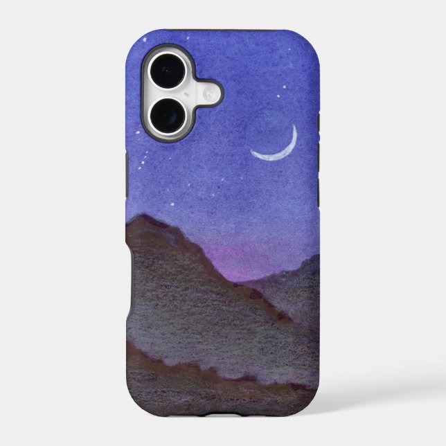 Orion & Crescent Moon Mountains Iphone Case (Back)