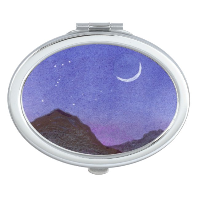 Orion & Crescent Moon Mountains Mirror For Makeup (Front)