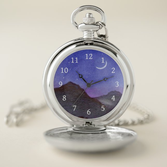 Orion & Crescent Moon Mountains Pocket Watch (Inside)