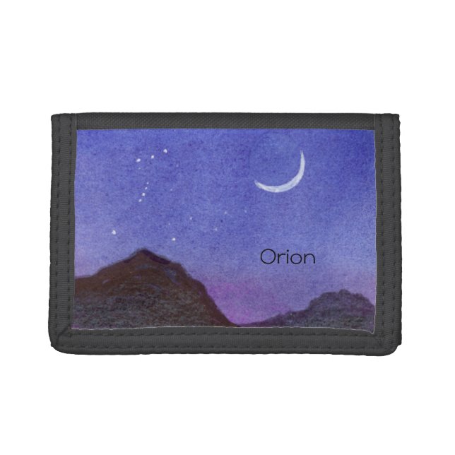Orion & Crescent Moon Mountains Trifold Wallet (Front)