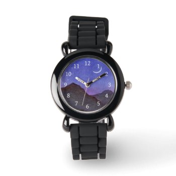 Orion & Crescent Moon Mountains Watch by ArtbyJackie at Zazzle