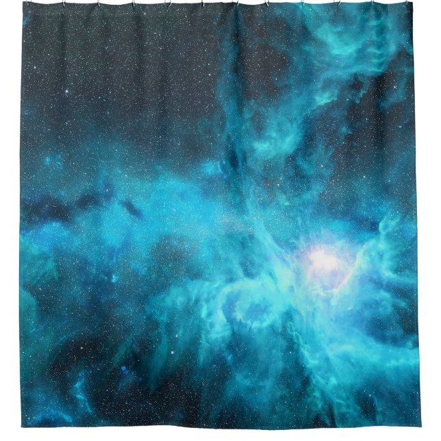 Orion nebula, blue light, astronomy. shower curtain (Front)