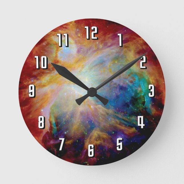 Orion Nebula Hubble Spitzer Telescope Space Photo Round Clock (Front)