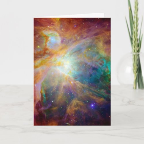 Orion Nebula Hubble  Spitzer Telescopes Card