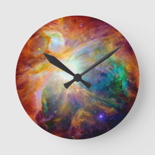 Orion Nebula Rainbow Galaxy Round Clock