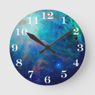 Orion Nebula shimmering blue NASA Round Clock