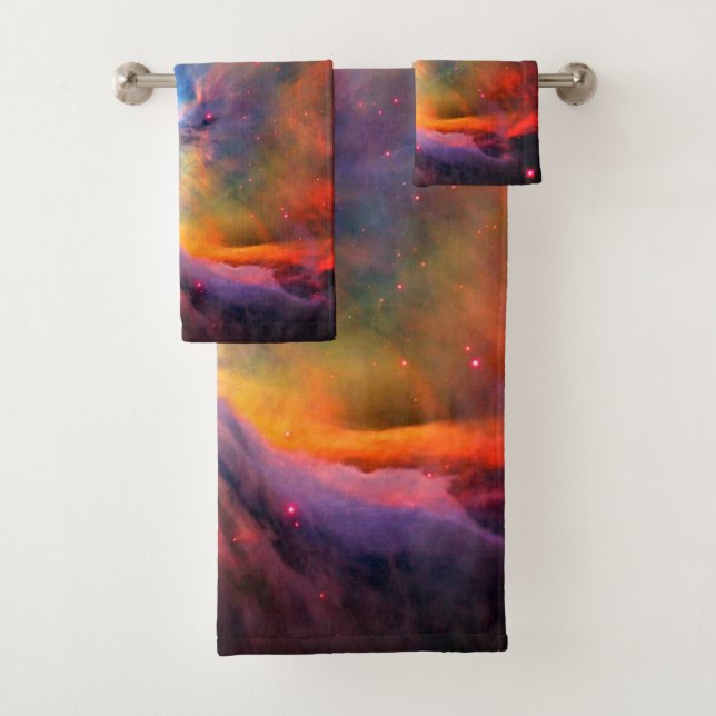 Orion Nebula Space Galaxy high contrast Bath Towel Set (Insitu)