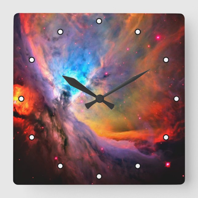 Orion Nebula Space Galaxy high contrast Dots Square Wall Clock (Front)