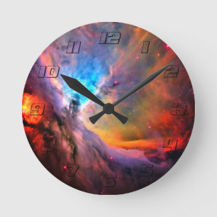 Orion Nebula Space Galaxy high contrast Round Clock