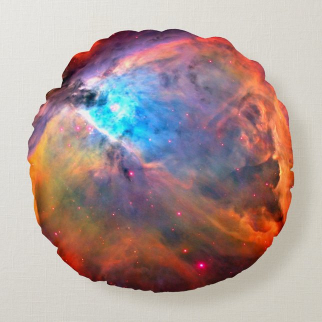 Orion Nebula Space Galaxy high contrast Round Pillow (Front)