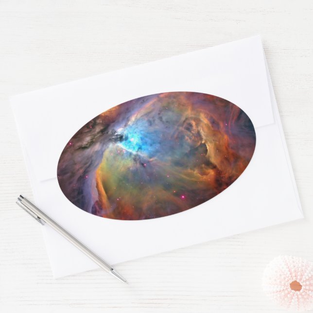 Orion Nebula Space Galaxy low contrast Oval Sticker (Envelope)