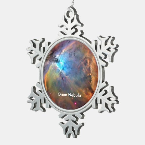 Orion Nebula Space Galaxy Snowflake Pewter Christmas Ornament