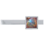Orion Nebula Space Galaxy Square Silver Finish Tie Clip (Front)