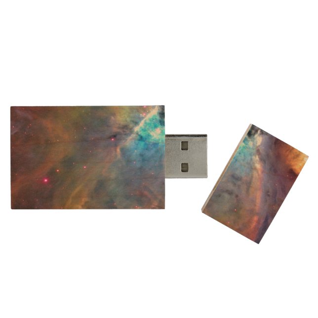Orion Nebula Space Galaxy Wood USB Flash Drive (Opened)