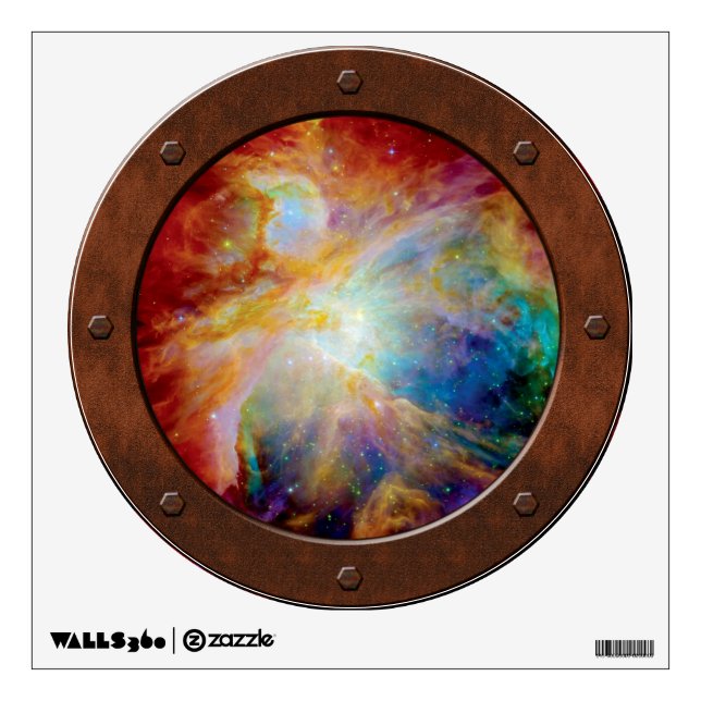 Orion Nebula Steampunk Porthole Window Wall Sticker (Front)