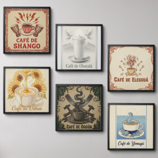 Orisha Coffee cafe prints Peel And Stick Photo Tile