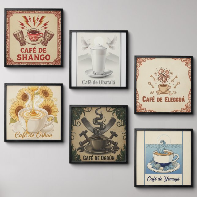 Orisha Coffee cafe prints Peel And Stick Photo Tile (Front Set)