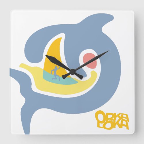 ORKA LOKA  ORCA LOCA BY MASANSER pixelat Square Wall Clock