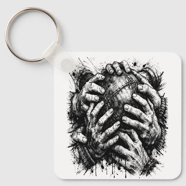Orkney Dark Art Ink Illustration – Grasping Hands  Keychain (Front)