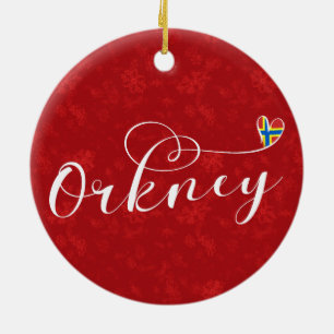 Orkney Flag in Heart, Northern Isles, Scotland Ceramic Ornament