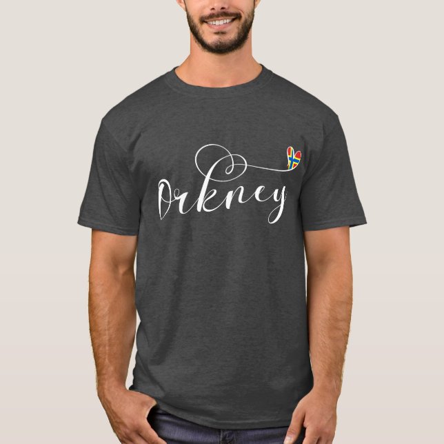 Orkney Flag in Heart, Northern Isles, Scotland T-Shirt (Front)