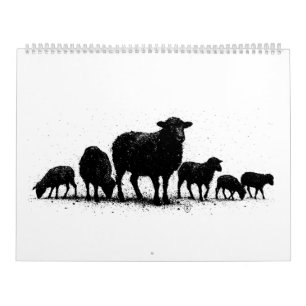 Orkney Sheep — Ink Silhouette Flock Calendar