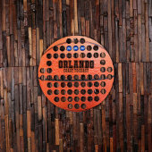 Orlando Basketball Shaped Wooden Beer Cap Map (Front)