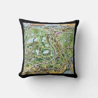 Orlando Cartoon Map Throw Pillow