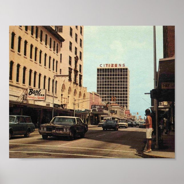 Orlando FL, Downtown Street Scene, Vintage Poster (Front)