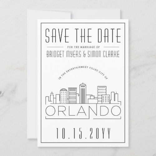 Orlando Fl Wedding Stylized Skyline Save_the_Date Invitation