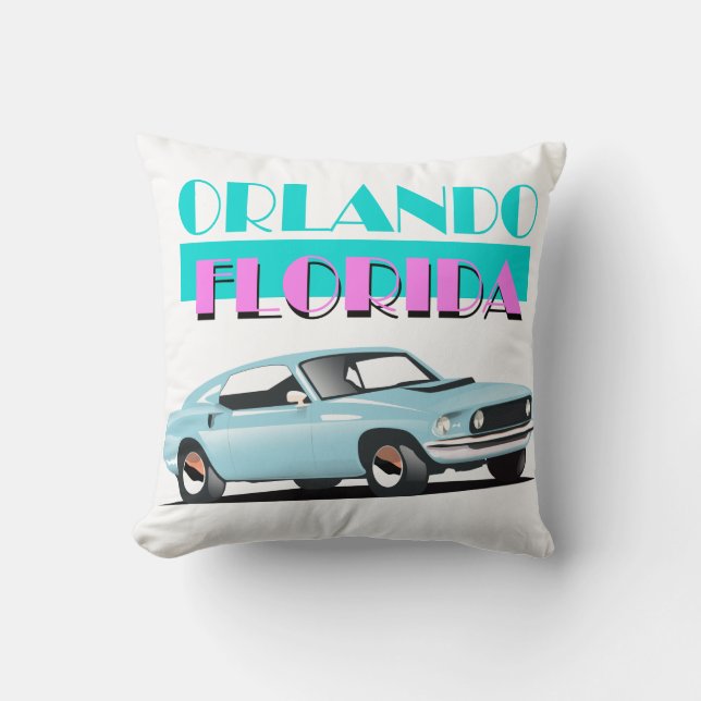 Orlando Florida 80s poster Throw Pillow (Front)