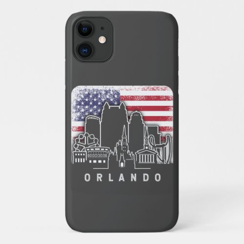 Orlando Florida American Flag Vintage iPhone 11 Case