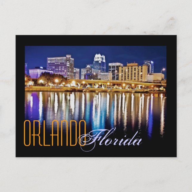 Orlando, Florida at night from Lake Lucerne. Postcard (Front)