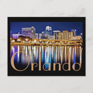 Orlando, Florida at night from Lake Lucerne. Postcard