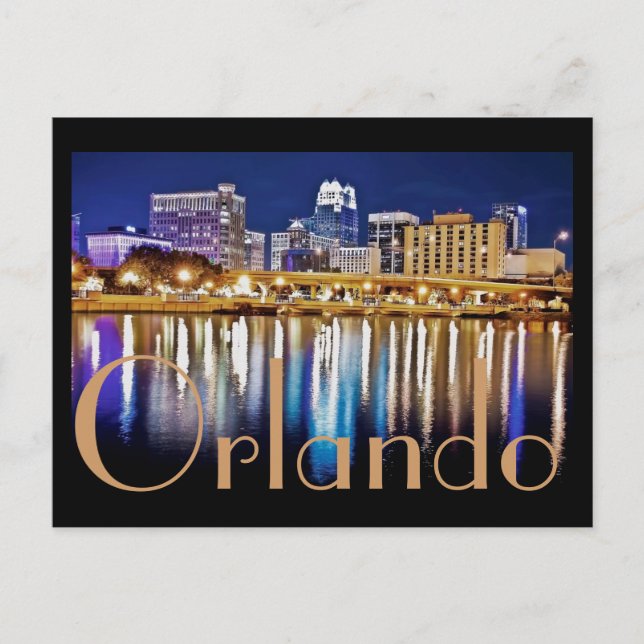 Orlando, Florida at night from Lake Lucerne. Postcard (Front)