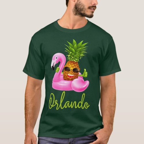 Orlando Florida Beach Tropical Funny Flamingo Pine T_Shirt