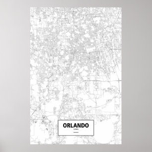Orlando, Florida (black on white) Poster