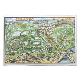 Orlando Florida Cartoon Map Placemat